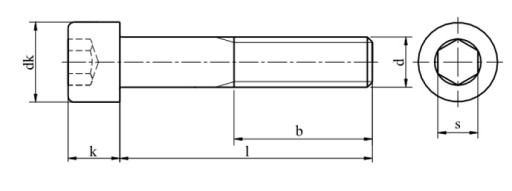 Винты M16x130 черные 12,9 DIN 912 NG 1 шт.