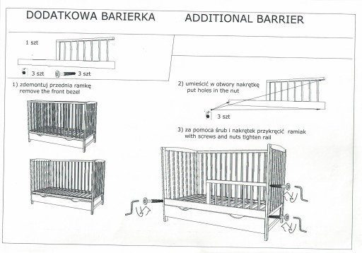 ПЕРИЛА/ЗАБОР ДЛЯ БЕЛОЙ ДЕТСКОЙ кроватки 120 СМ