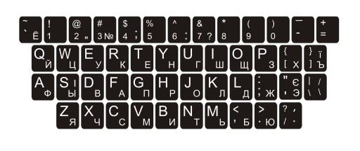 Наклейки на клавиатуру QWERTY + УКРАИНСКАЯ КИРИЛЛИЦА