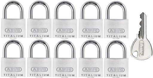 ABUS 10 НАВЕСНЫХ ЗАМКОВ НА 1 ТИТАЛОВЫЙ ЗАМОК 10x20MM С КЛЮЧОМ