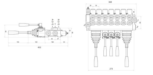 ROZDZIELACZ HYDRAULICZNY 7 SEK 40L + 2 JOYSTICKI