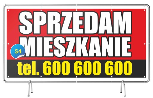 Baner reklamowy 2x1m Sprzedam Wynajmę Kupię DOM/Działkę Mieszkanie Wzory