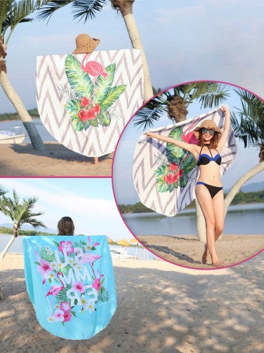 DUŻY RĘCZNIK SPORTOWY PLAŻOWY SZYBKOSCHNĄCY DEKORACYJNY FLAMING 150cm