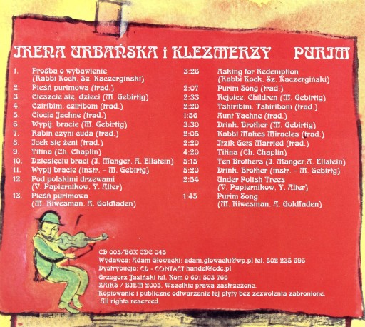 Irena Urbańska I Klezmerzy - Purim DIGIPACK