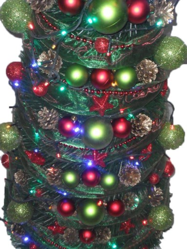 STOŻEK choinka z dekoracją+ LED z KORALIKAMI 70 cm