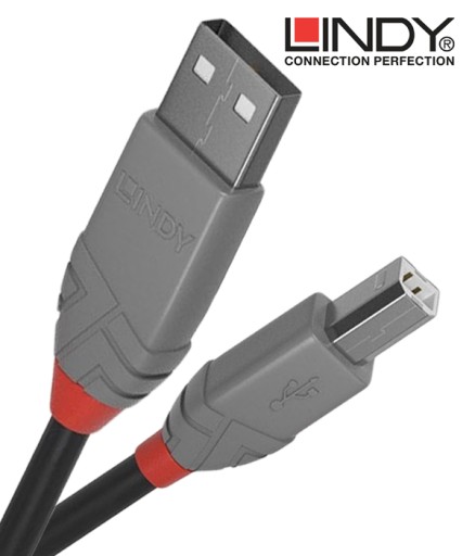 Lindy 36674 Кабель USB 2.0 A-B черный Anthra Line - 3м