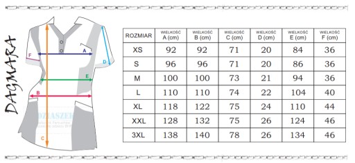 NOWOŚĆ* Fartuch, Bluza dwukolorowa BAWEŁNA r.XL