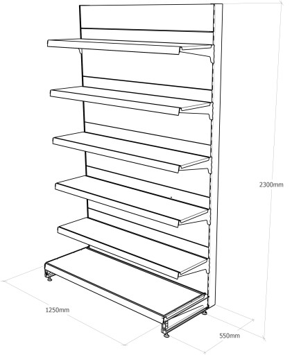 MAGO металлическая стенка ПОЛКА ДЛЯ МАГАЗИНА 230/125/55