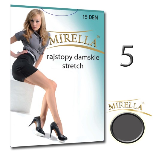 MIRELLA Rajstopy stretch 15 den roz. 5/XXL Grafit