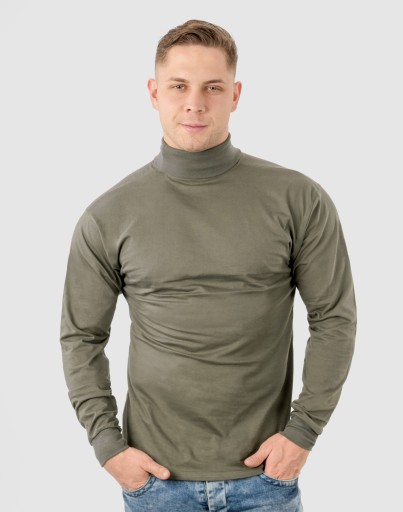 Elegancki Sweter Golf Męski Golfy WXM 5XL oliwkowy