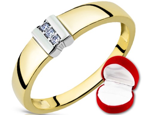 Elegancki Złoty Pierścionek z Cyrkoniami 333 r9-23