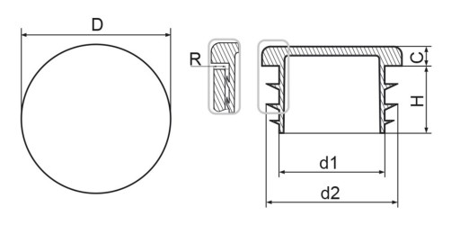 Grey Profile Plug 10 Round 5 PCS
