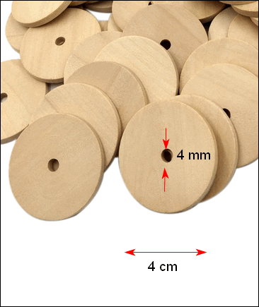 ДЕРЕВЯННЫЕ КОЛЬЦА 4 СМ с отверстием посередине, ПО ШТУКАМ