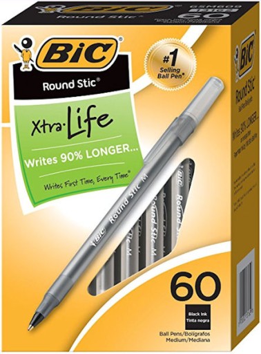 Шариковая ручка BIC Round Stic, черная, 60 шт. 17666