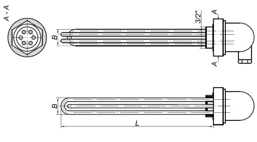 Нагреватель для котла ГРБК 3х2000Вт тип U 6/4'' польский W023