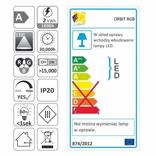 Патрон лампы, LED ORBIT RGB 12V DC