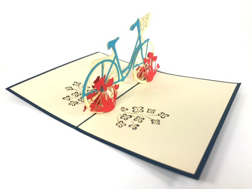 3D открытка «Велосипед среди тюльпанов» День матери Подарок на День бабушки Женский день