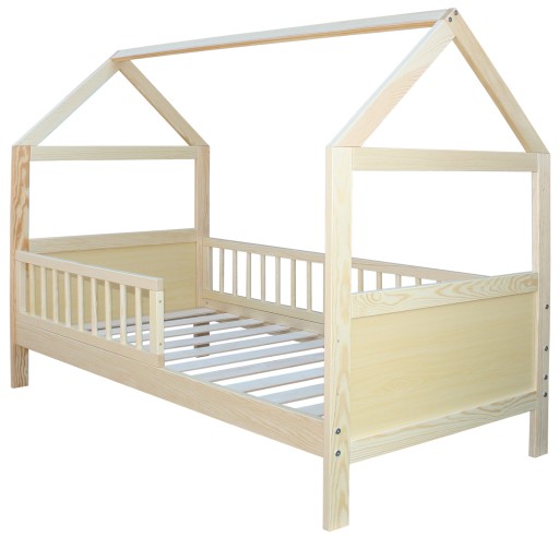 Кровать ДОМ 140х70 PINE BABY RAILS ДЕТСКАЯ 2в1 С РЕЛЬСАМИ