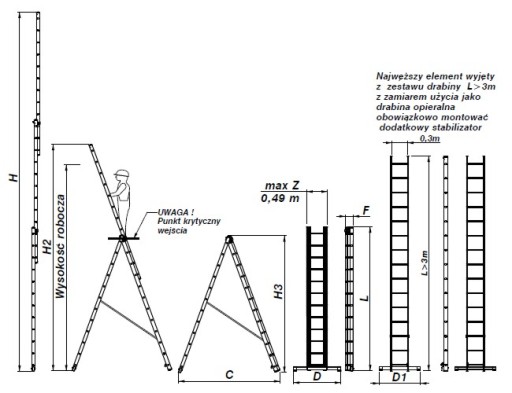 Лестницы, лестница алюминиевая 3х10 DRABEX для ЛЕСТНИЦ