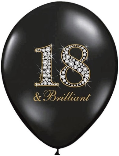 BALONY CZARNE ZŁOTE DUŻE OSIEMNASTE 18 URODZINY OSIEMNASTKA 5 sztuk 30cm