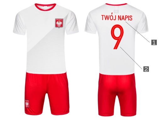 Strój piłkarski POLSKA TWÓJ NADRUK rozm 98 cm