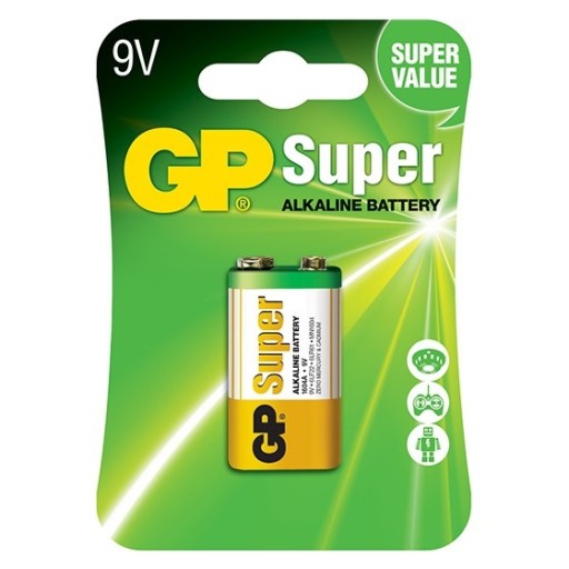 МОЩНАЯ, эффективная щелочная батарея GP Super Alkaline 6LR61 9V 6f22 - 1 шт.