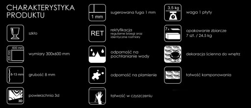 Płytki Szklane TOP WAVE Białe Kafelki 3D Tafle