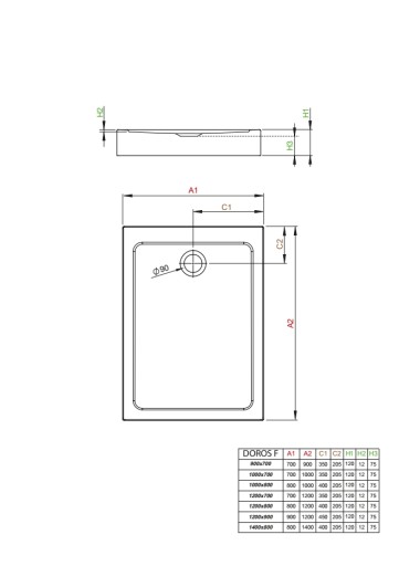 RADAWAY DOROS F Compact 120x80 душевой поддон