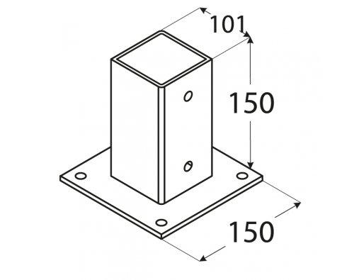 Столбовая опора с прямоугольным основанием - ПСП - горячеоцинкованное 101х150х2,0
