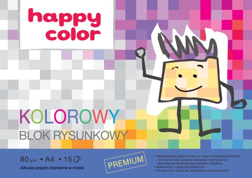 HAPPY COLOR Цветной блокнот для рисования А4, 15 цветов