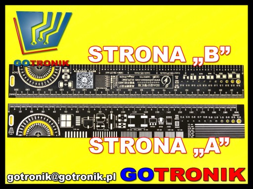 Линейка для печатной платы 20 см, черная___________________ PCB-098