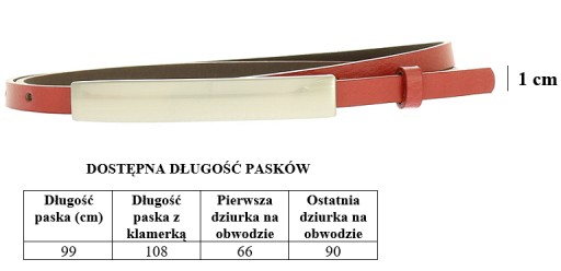 Pasek damski do sukienki 1 cm SKÓRZANY 14 KOLORÓW