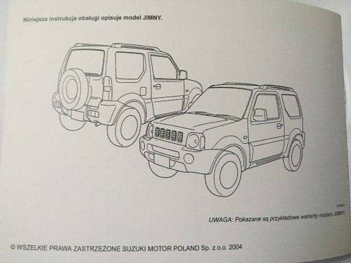 Руководство и инструкции по эксплуатации Suzuki Jimny Polish.