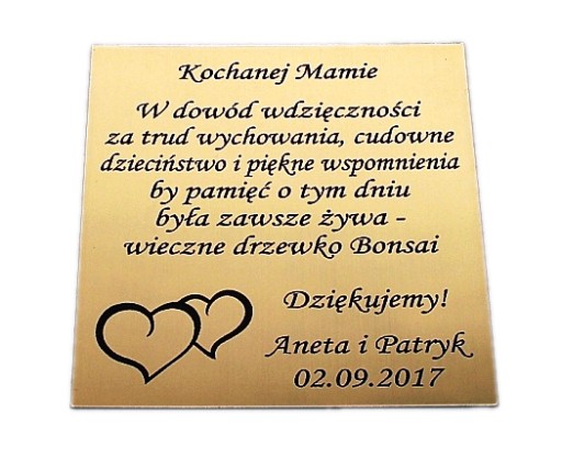 Tabliczka 12x12 życzenia dedykacja ślub GRAWER