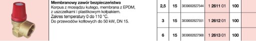 Zawór bezpieczeństwa HERZ 3/4 cala 2,5 bar 613