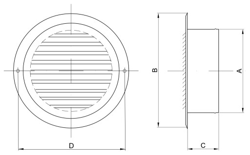 ROUND AIR AIR AIR AIR AIR AIR AIR AIR LADE КРУГЛАЯ РЕШЕТКА С ВИНТАМИ UELA 150 мм, НЕРЖАВЕЮЩАЯ НЕРЖАВЕЮЩАЯ