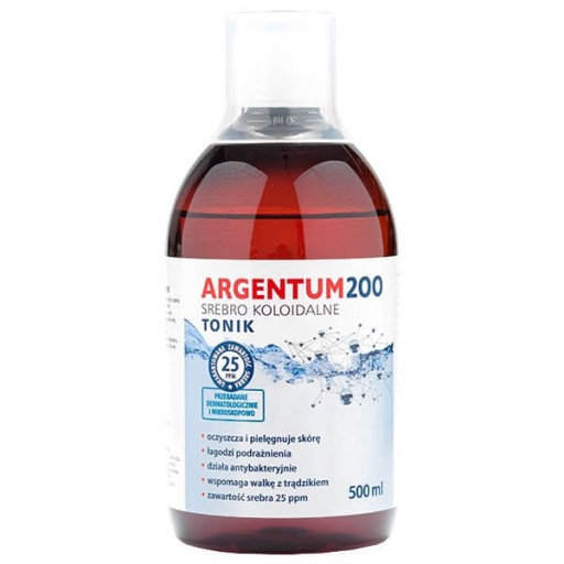 ARGENTUM 200 КОЛОИДНОЕ СЕРЕБРО 25 ppm ТОНЕР ДЛЯ ЛИЦА Aura Herbals 500 мл