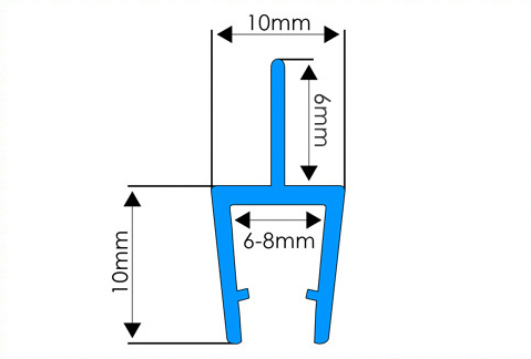 1М Уплотнитель для душевой кабины, стеклянная перегородка, нижняя горизонтальная, 6 7 8 мм