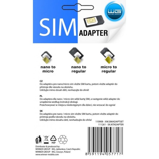 Adaptery Adapter do karty Nano - Micro SIM - SIM