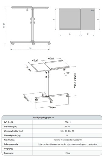 Stolik Stojak Składany Prezentacyjny 2x3 DUO ST011