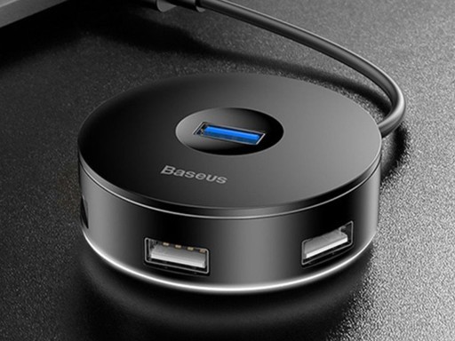 Концентратор 4 в 1 USB на USB 3.0 + 3 порта USB 2.0 Baseus 15 см (черный)