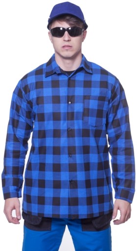 Koszula Flanelowa w Kratkę Niebiesko-Czarna 100% Bawełna XXL