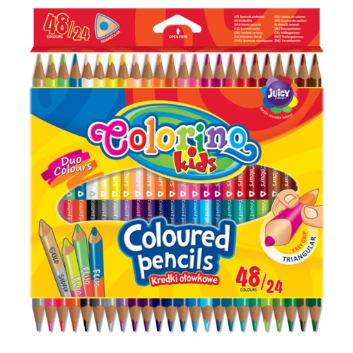 Kredki trójkątne dwukolorowe 48 kolorów Colorino