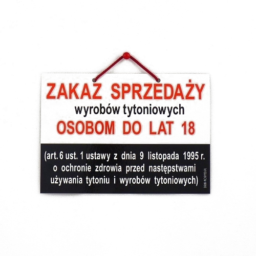 TABLICZKA 21x15cm - ZAKAZ SPRZEDAŻY WYROBÓW TYT.