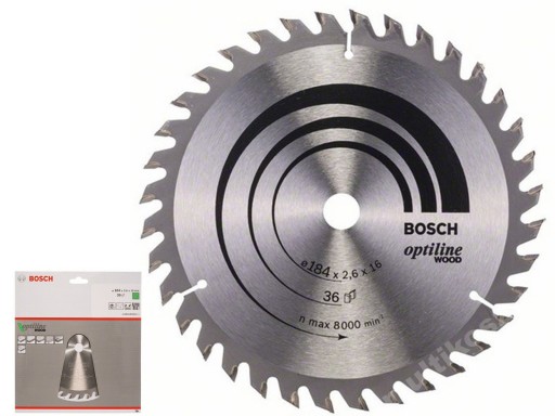 BOSCH Piła tarczowa do drewna Optiline 184x16 36z
