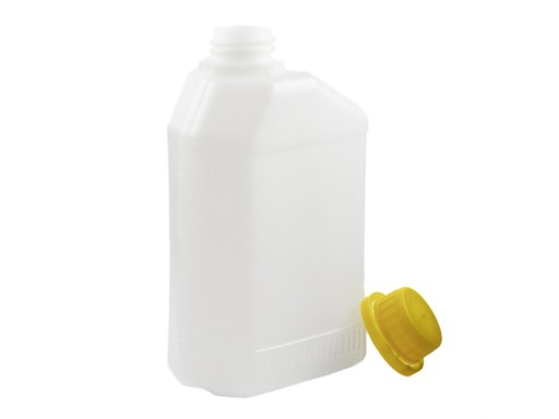 Butelka HDPE 500 ml prostokątna z nakrętką z plombą żółta