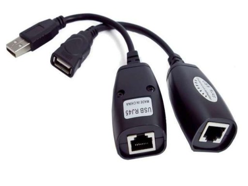 Przedłużacz USB po Skrętce 50m Cat5/5e/6 Kabel Adapter RJ45 Zestaw 2 szt