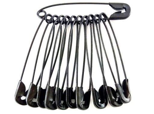 AGRAFKI 4,5 cm - 12 szt CZARNE DUŻE AGRAFKA 45 mm