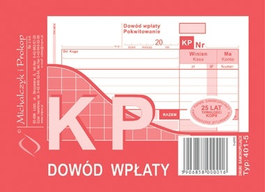 Druk MiP Dowód wpłaty KP 401-5 A6 11408