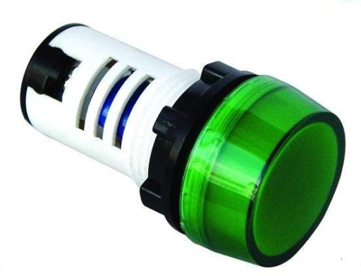 Kontrolka zielona LED 12V AC/DC otwór fi 22mm